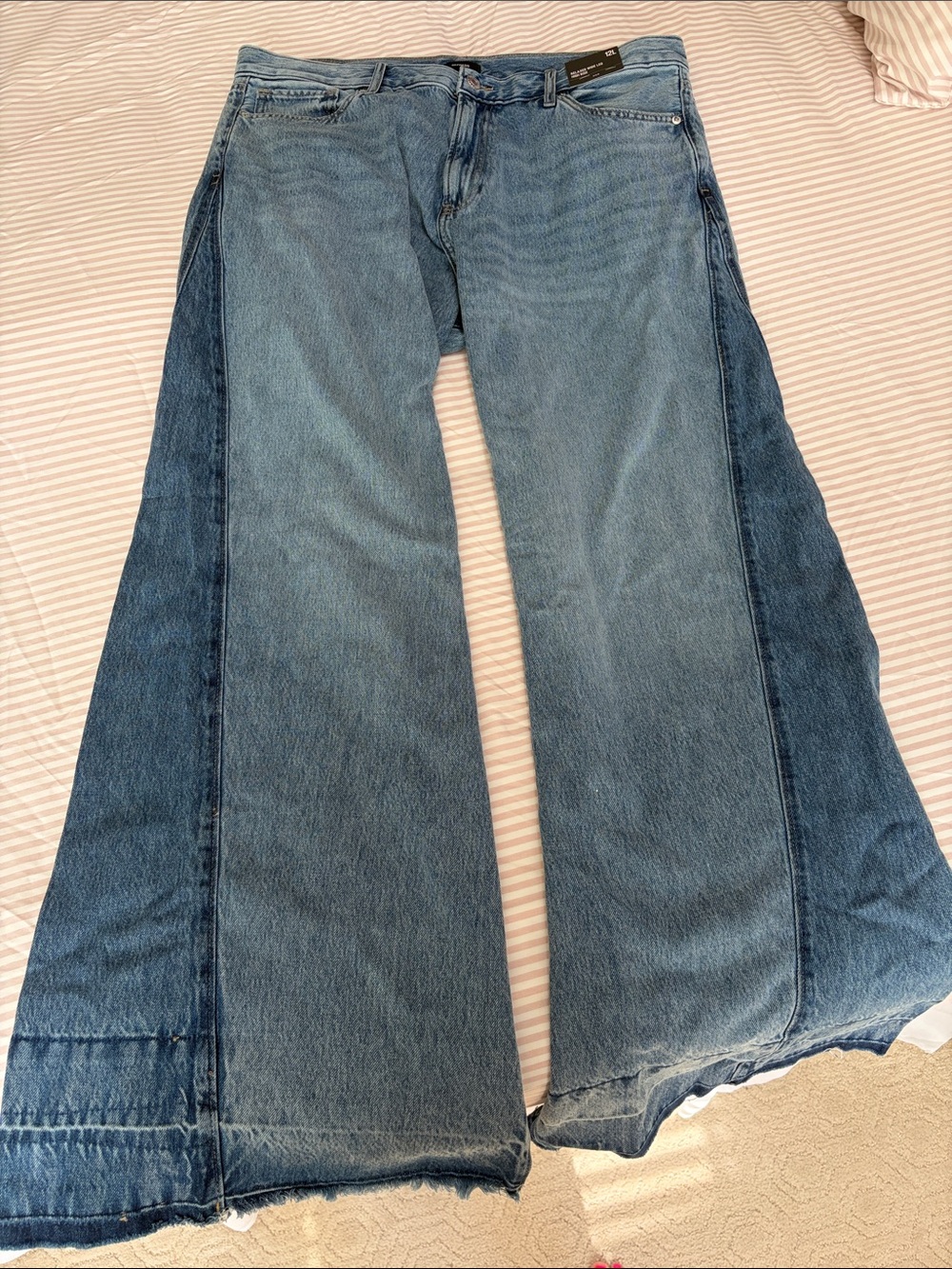Express Two-Tone Blue Flare Jeans